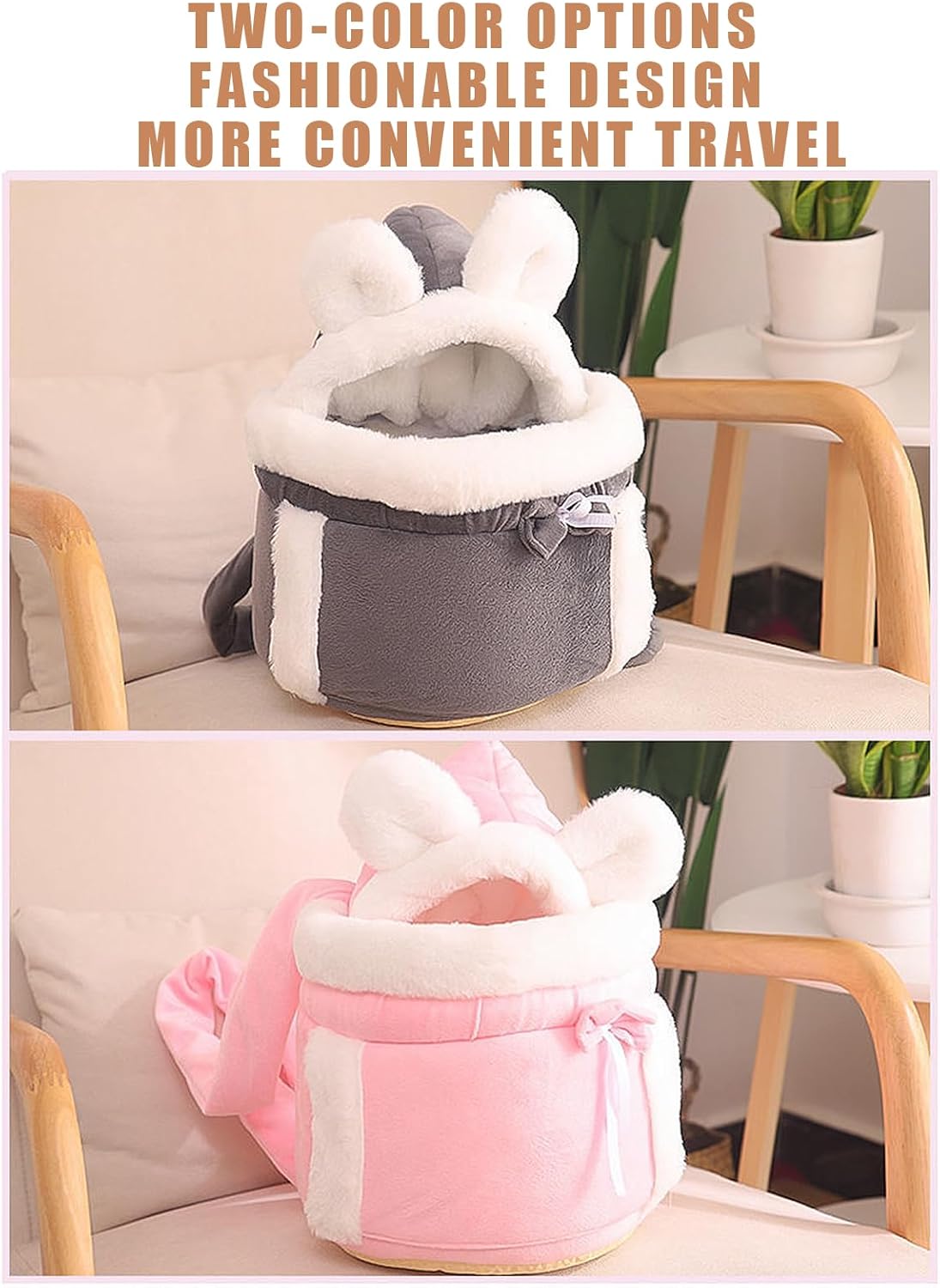 Double Pocket Pet Shoulder Carrier Bag - Dog Cat - (Grey, Pink) - (S,M,L)