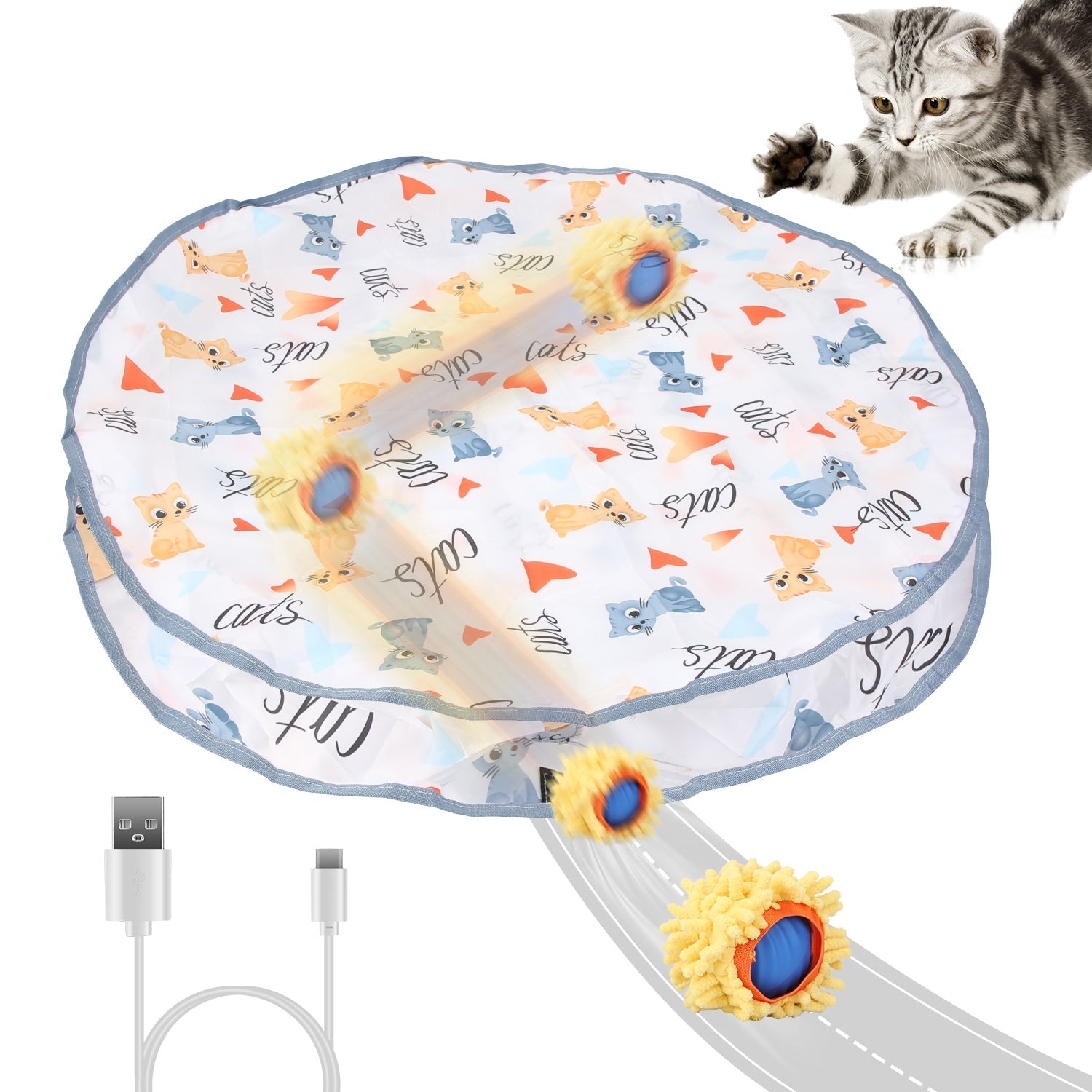 Interactive Fast Rolling Toy Ball - Cat - (Rechargeable Battery) - (While Supplies Last)