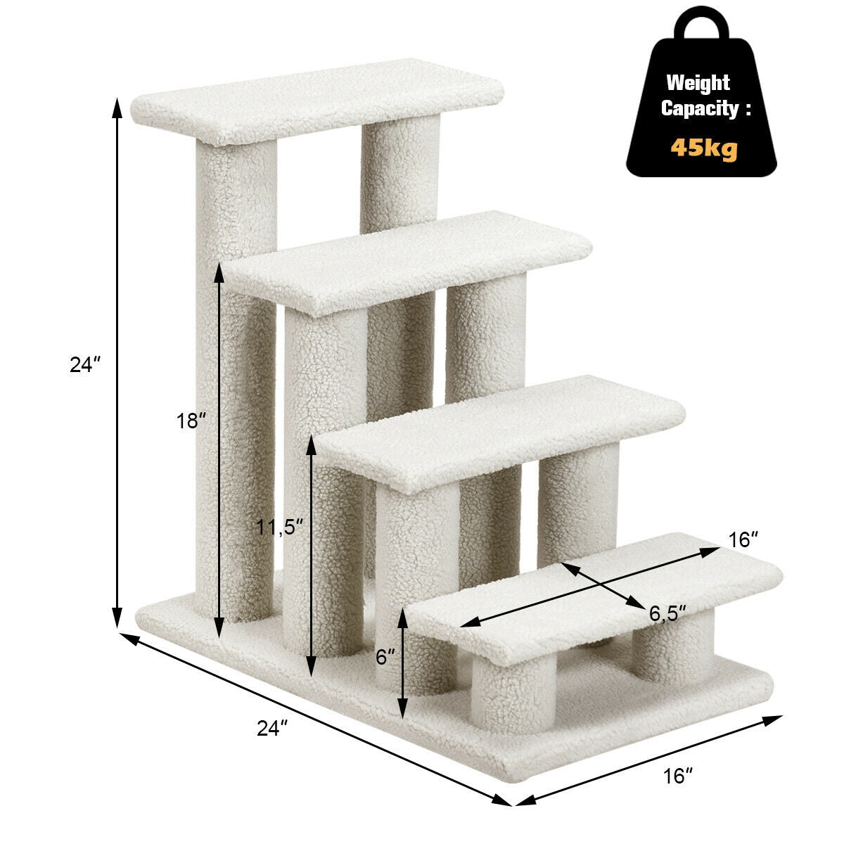 4-Step Stairs with Scratching Posts - Cat - (DirectDeals) - (Grey, Beige) - While Supplies Last)