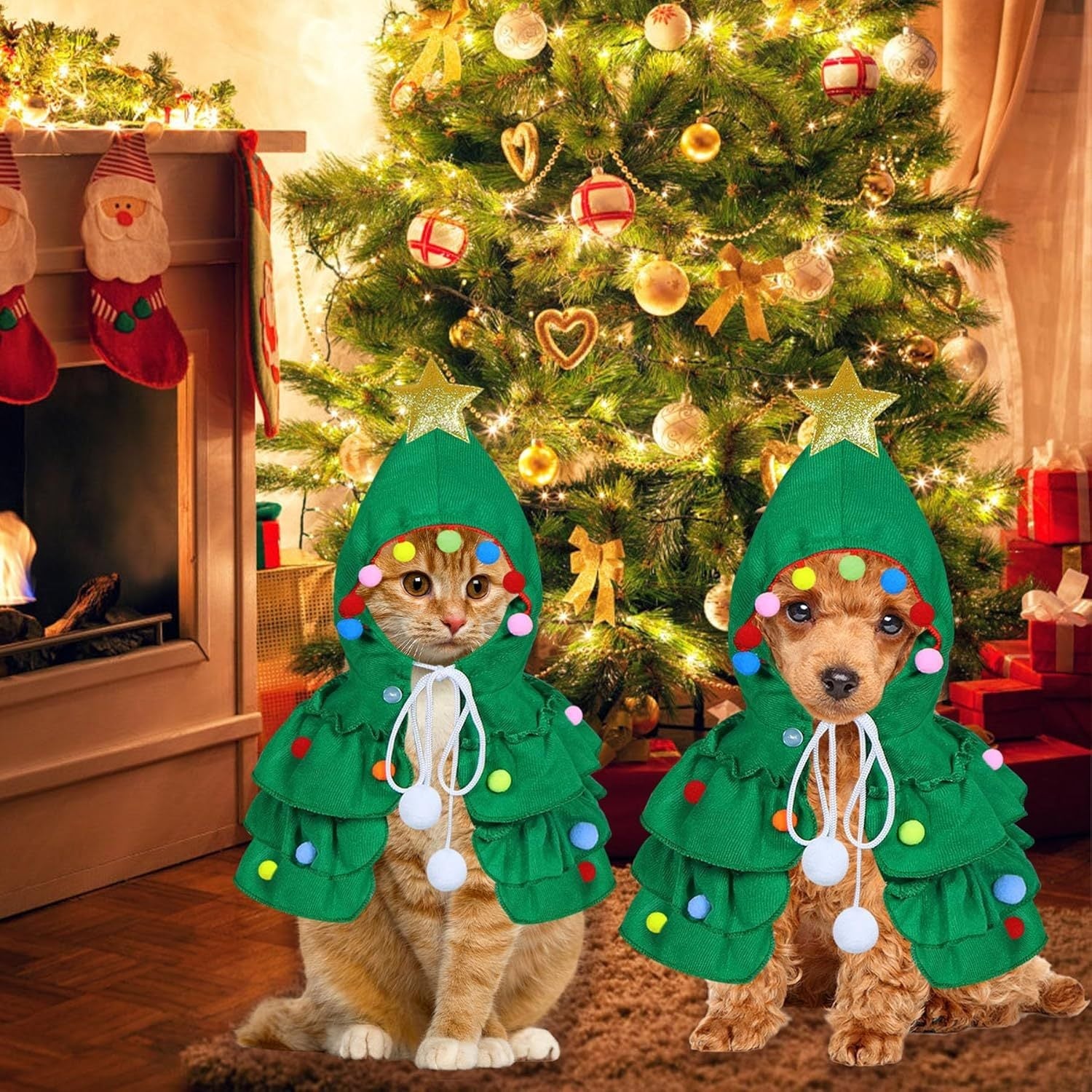 Christmas Tree Costume - Dog Cat (S-L) - (Green, Red)