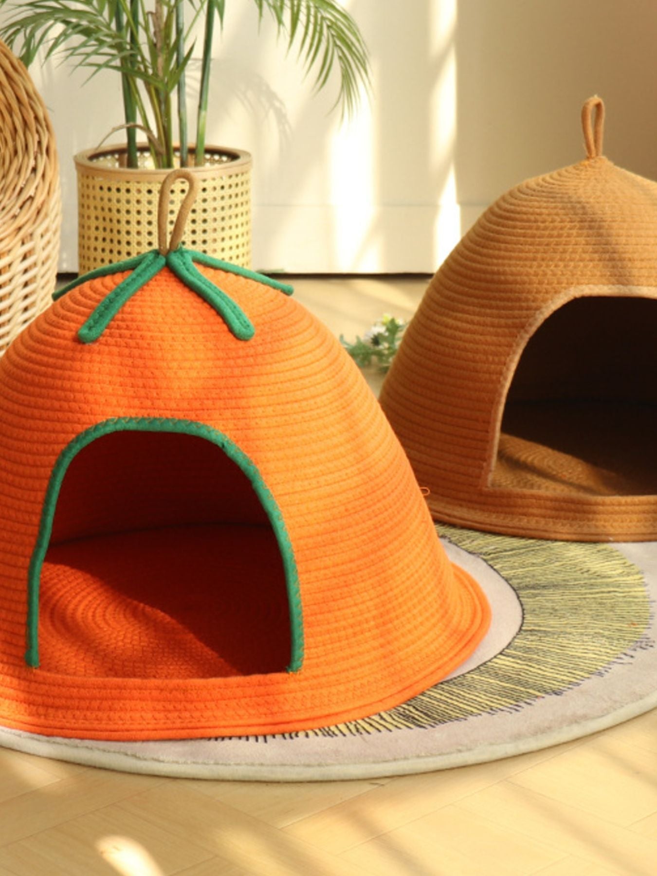 Cozy Rope Woven Cave Bed with Handle - Cat - (3 Color Options) - (S, L) - (While Supplies Last)