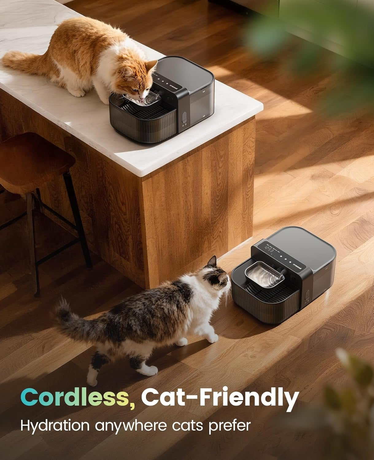 Filterless and Wireless Automatic Water Fountain - Cat - (3.5L) - (Stainless Steel) - (Black) - (While Supplies Last)