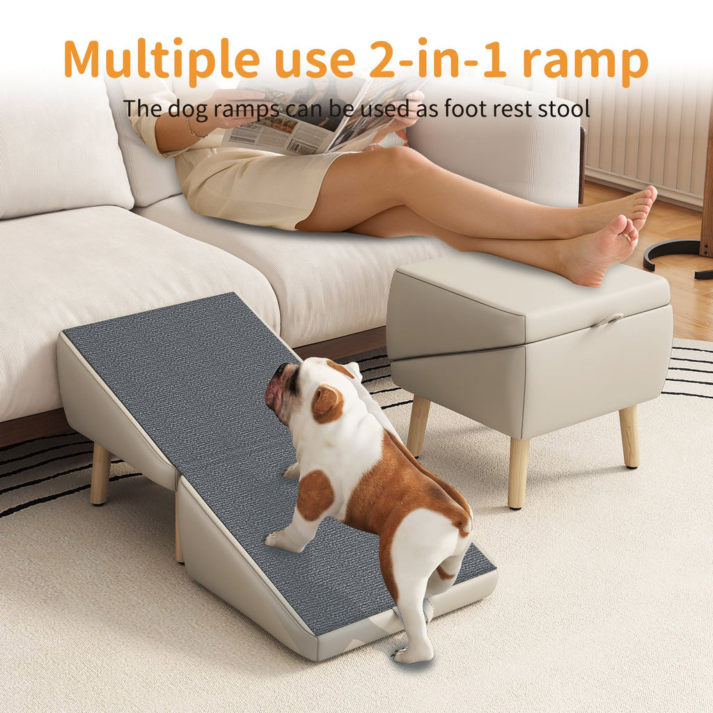 2-in-1  Ramp and Ottoman - Dog Cat - (Solid Wood) - (Non-Slip)- (While Supplies Last)