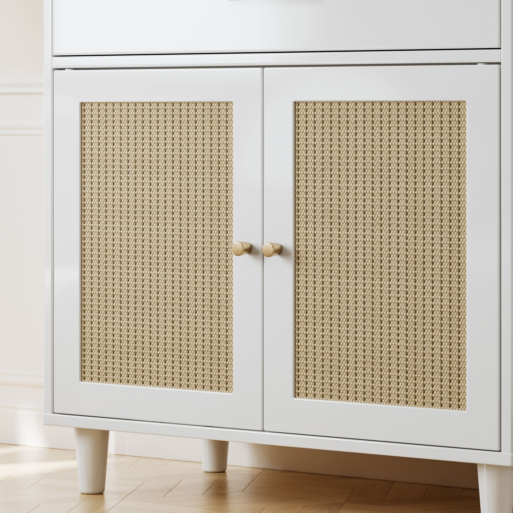 Wood Cabinet Furniture Litter Box Enclosure - Cat - (With Scratch Pad) - (White/Lt. Brown) - (While Supplies Last)