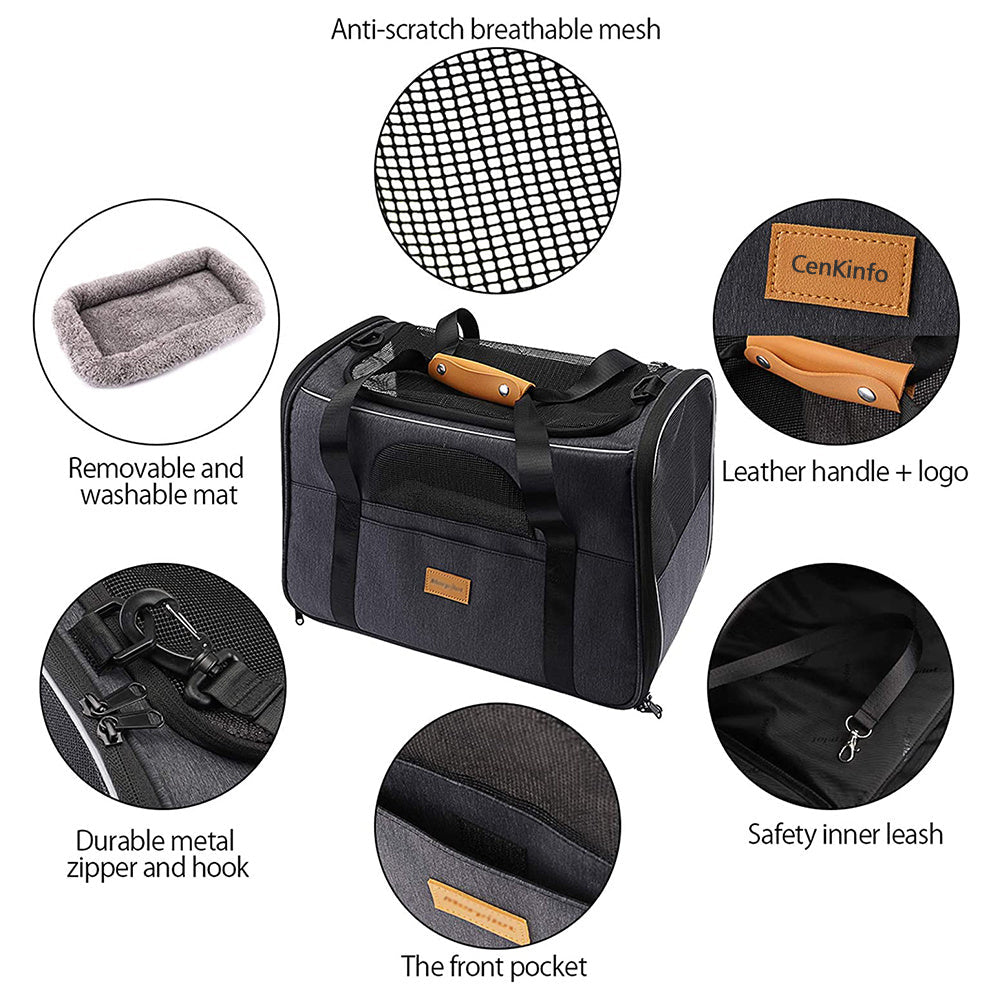 Compact Travel Pet Carrier - Dog Cat - (Portable) - (Quality) - (3 Color Options)