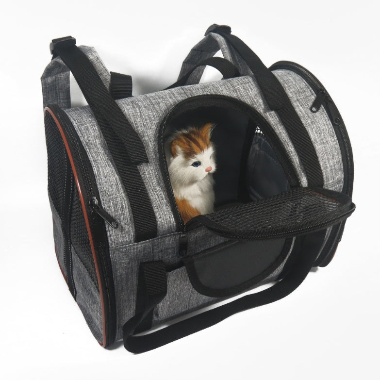 Multi-Functional Pet Travel Carrier Bag - Dog Cat - (Grey/Green,Grey/Brown)