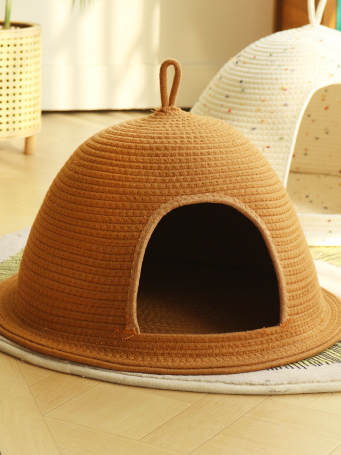 Cozy Rope Woven Cave Bed with Handle - Cat - (3 Color Options) - (S, L) - (While Supplies Last)