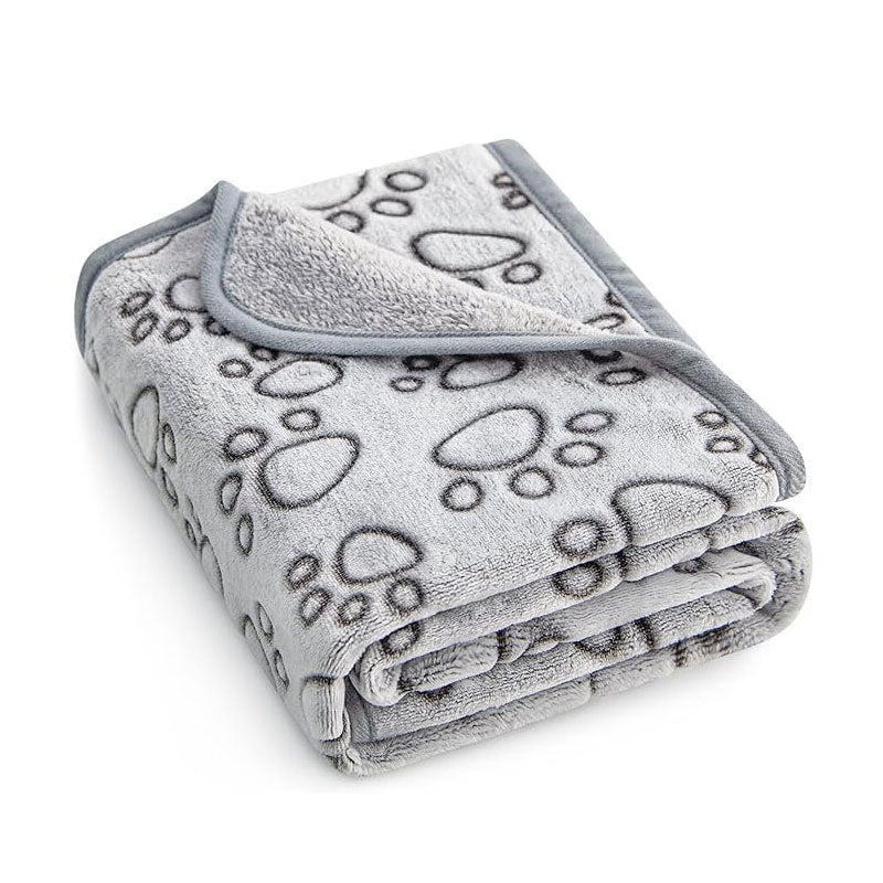 Pet Blanket - Dog   - (Grey) - (Flower Footprints) - (XS-XL)