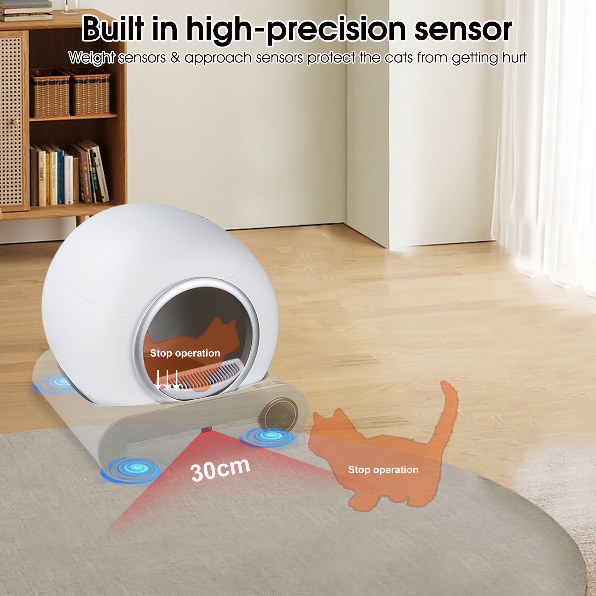 Automatic Self-Cleaning Odor Removal Litter Box - Cat - (White & Grey)