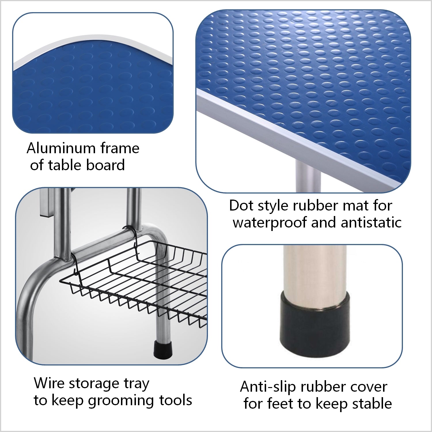 Grooming Table with Adjustable Arm and Clamps - Dog Cat  - (Size 46") - (Heavy Duty) - (Blue)