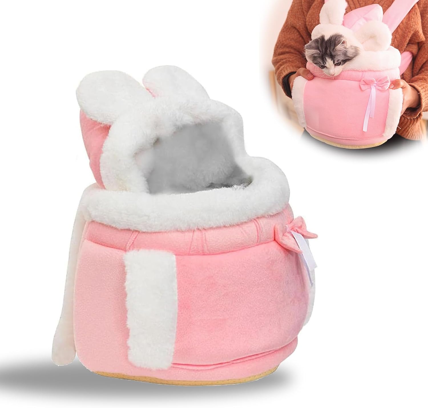 Double Pocket Pet Shoulder Carrier Bag - Dog Cat - (Grey, Pink) - (S,M,L)