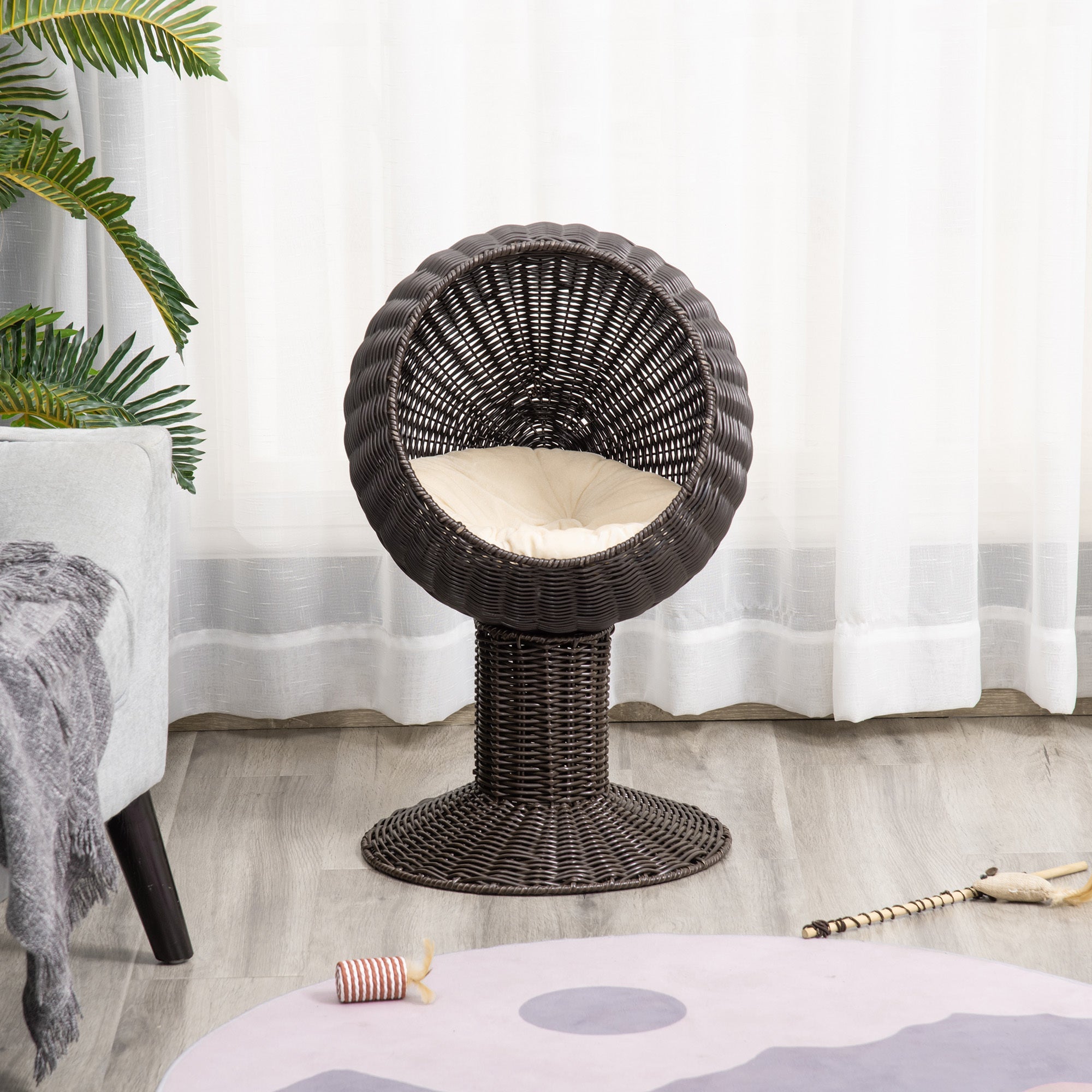 27" Rattan Wicker Elevated House Bed - Cat - (Brown) - (Cushion Included) - (While Supplies Last)