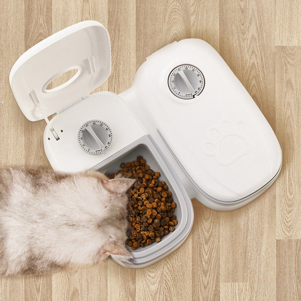 Automatic 2-in-1 Gravity Food and Water Feeder - Dog Cat - (2 Size Options) - (Pink, Grey)