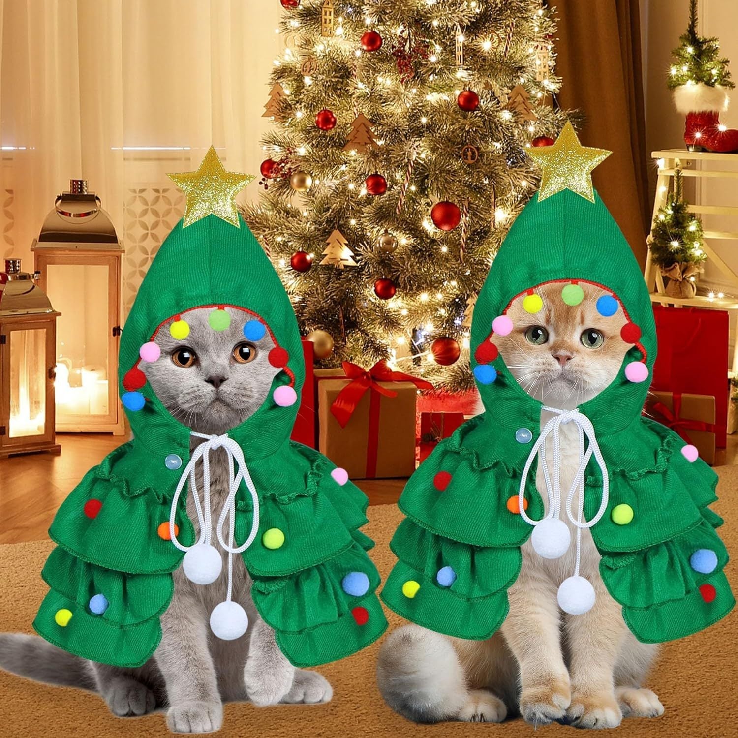 Christmas Tree Costume - Dog Cat (S-L) - (Green, Red)