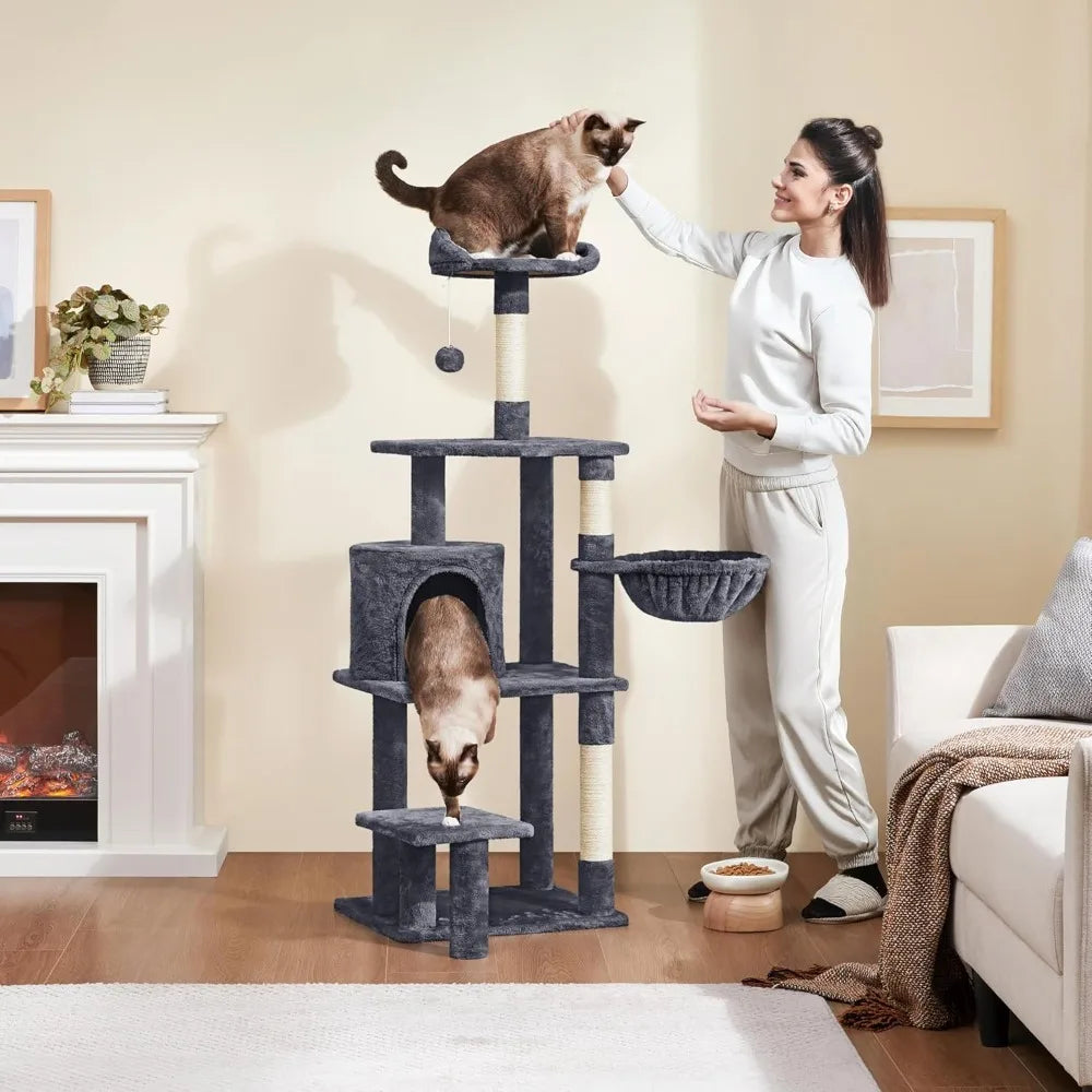 Multi-Level Cat Tree Tower, Perch, Scratching Posts, and Ball