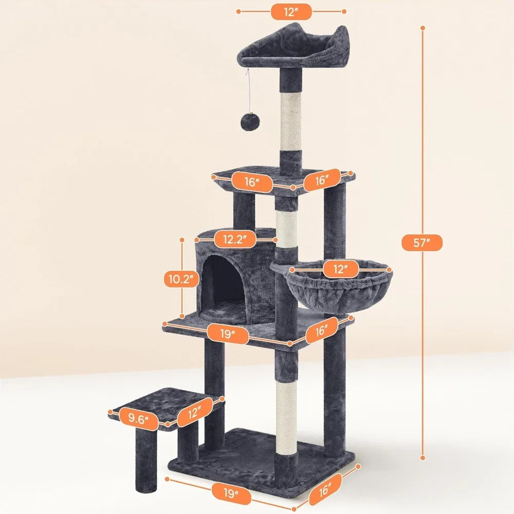 Multi-Level Cat Tree Tower, Perch, Scratching Posts, and Ball