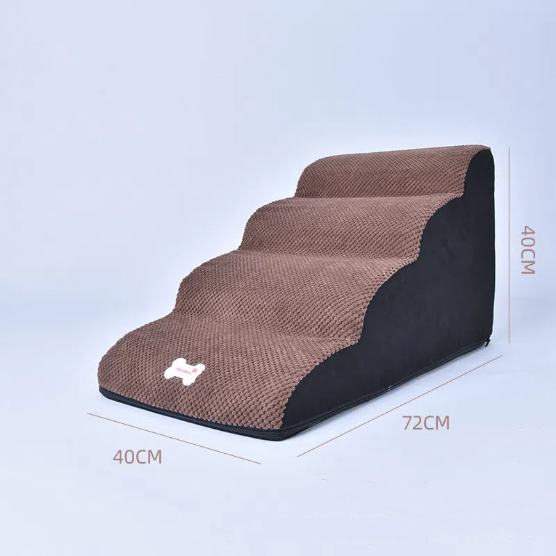 2-Step Foam and Velvet Stairs - Dog Cat - (Coffee, Grey) - (Anti-Slip) - (Also 3,4-Step Options)