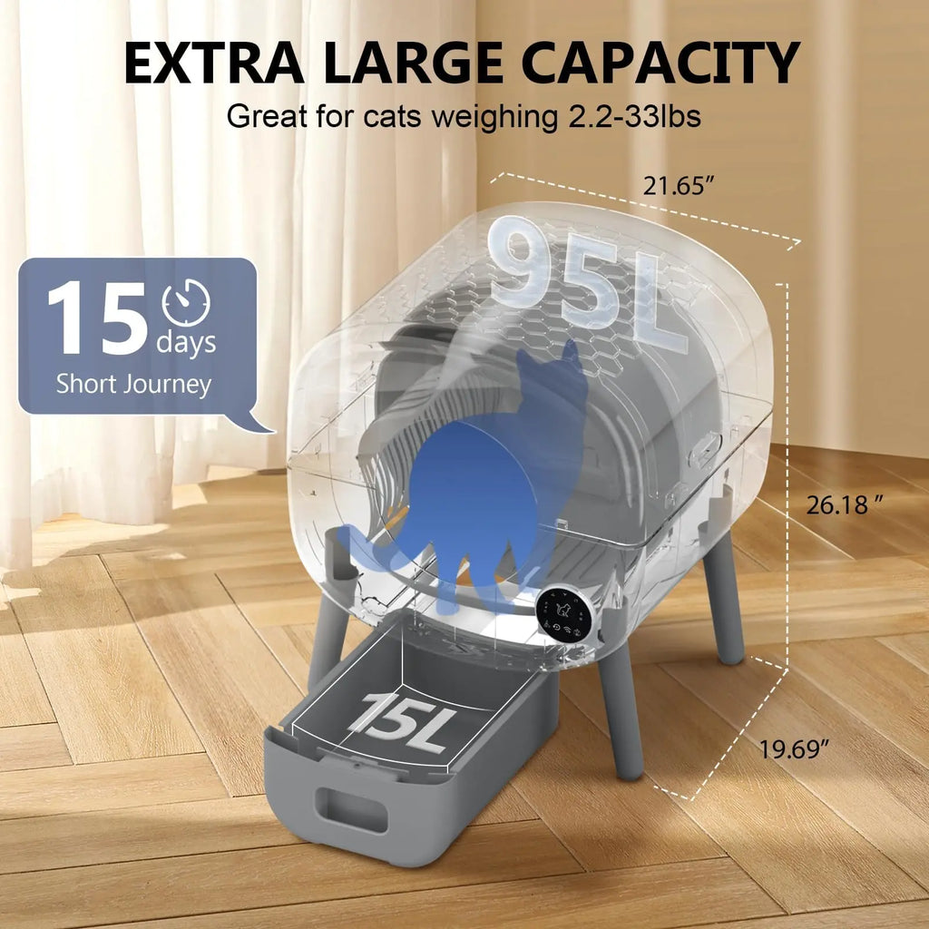 Smart Self Cleaning Litter Box with App Control - Cat - (Large Capacity) - (White)