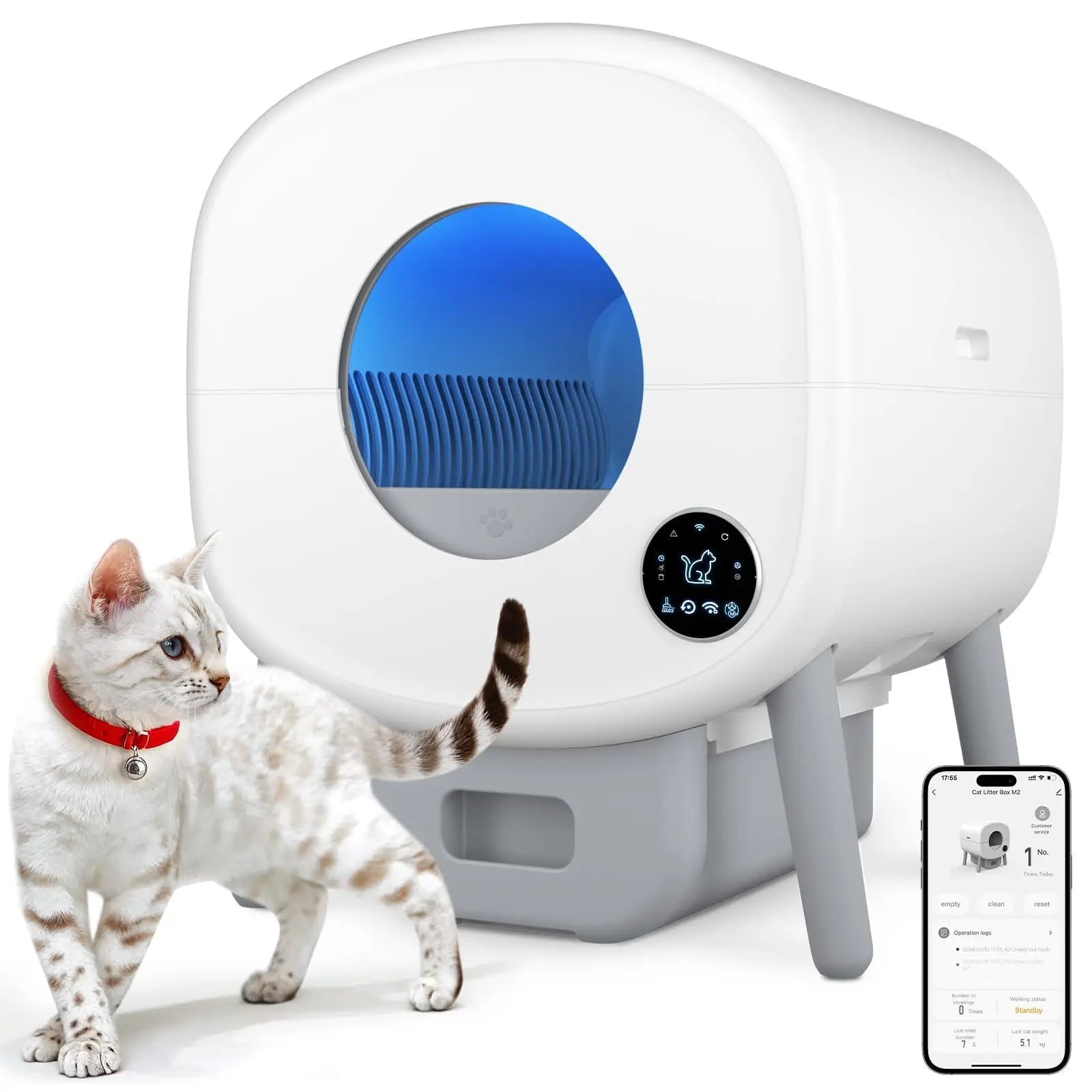 Smart Self Cleaning Litter Box with App Control - Cat - (Large Capacity) - (White)