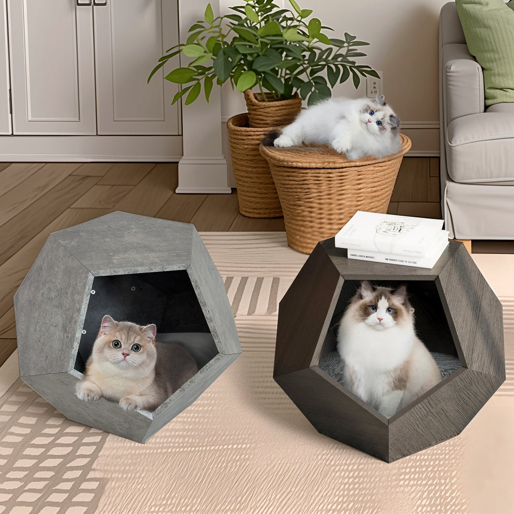 Multifunction Sofa Side Table House Enclosure, or Litter Box - Cat  -  (Black & Brown + MDF) - (While Supplies Last)