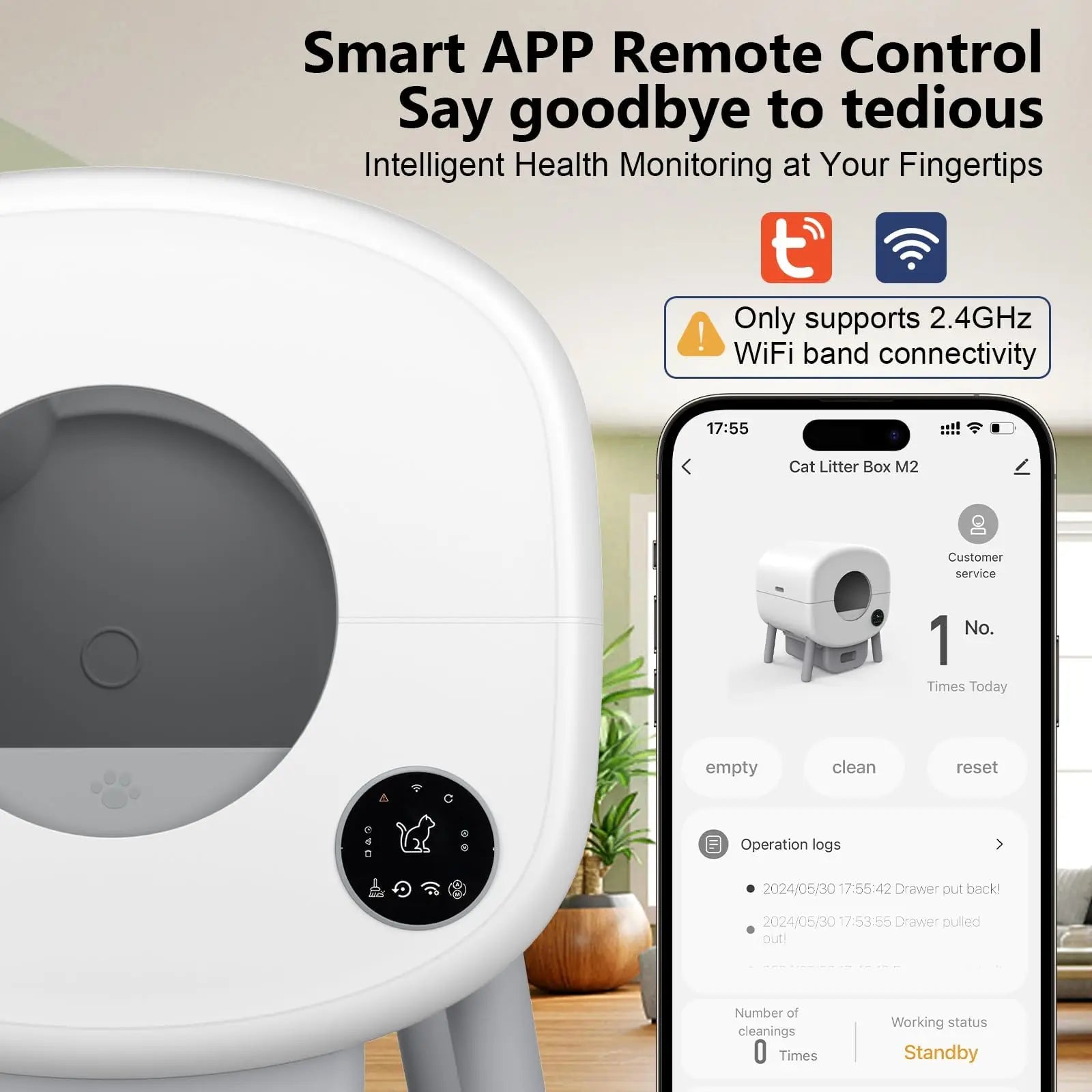 Smart Self Cleaning Litter Box with App Control - Cat - (Large Capacity) - (White)