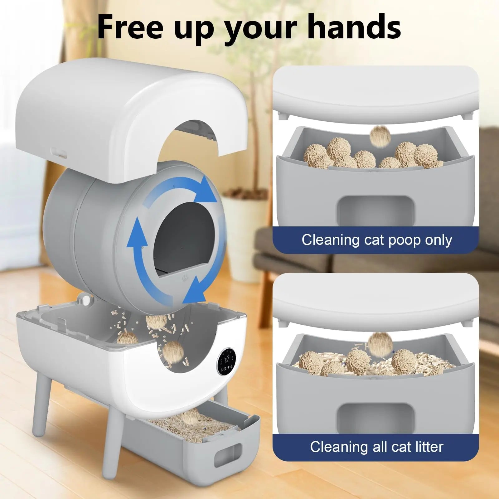 Smart Self Cleaning Litter Box with App Control - Cat - (Large Capacity) - (White)