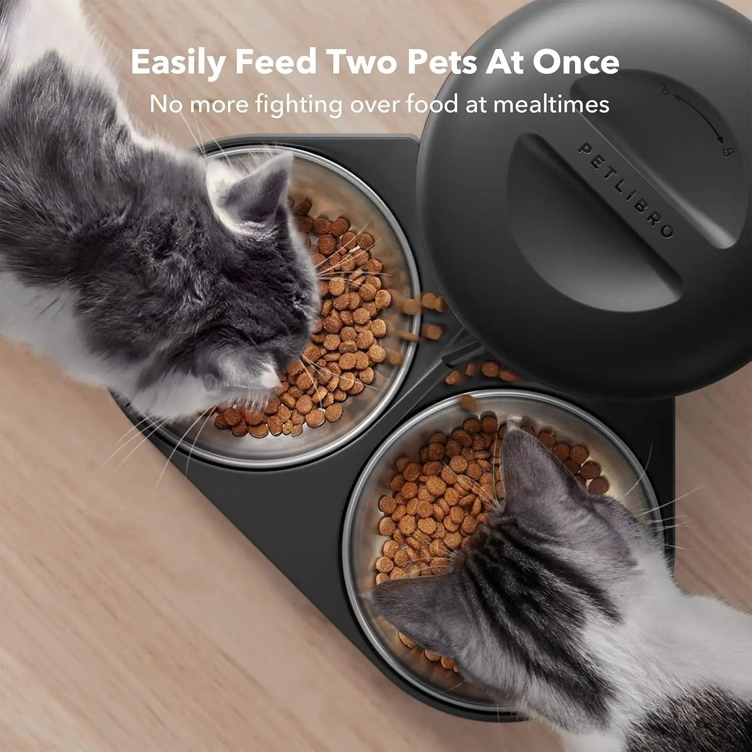 Automatic Smart Portion Control Dual Tray Feeder - Dogs, Cats- (5L) - (Black, White) - (While Supplies Last)