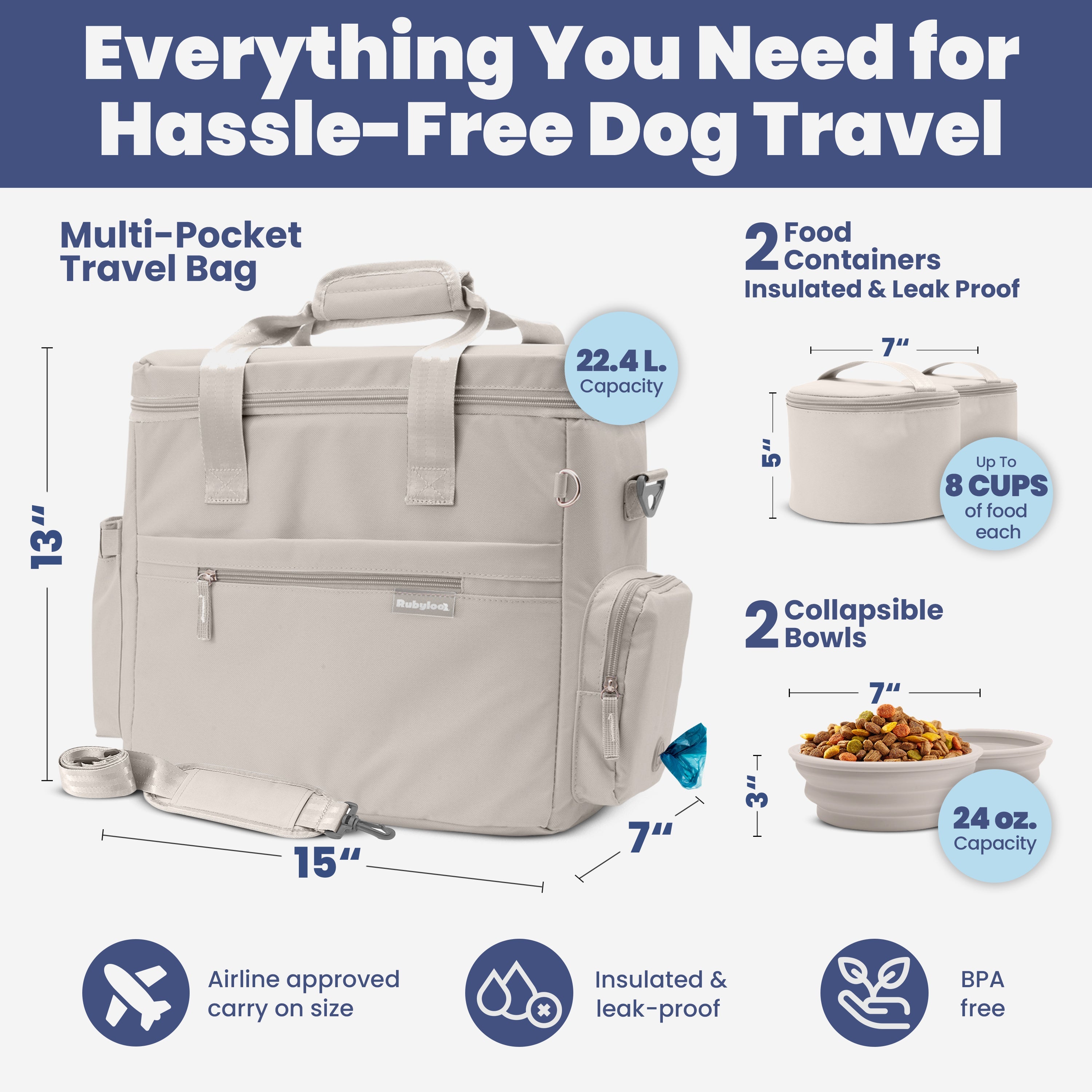 Dog Supplies Travel Bag - (7 Color Options)  - (While Supplies Last)