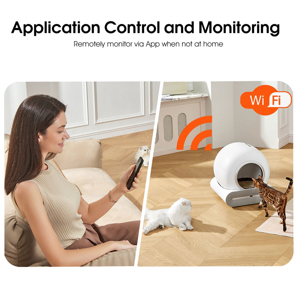 Automatic Self-Cleaning Odor Removal Litter Box - Cat - (White & Grey)