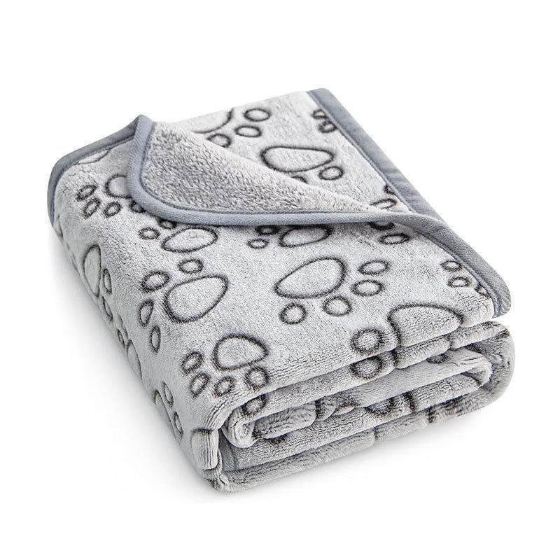 Pet Blanket - Dog   - (Grey) - (Flower Footprints) - (XS-XL)