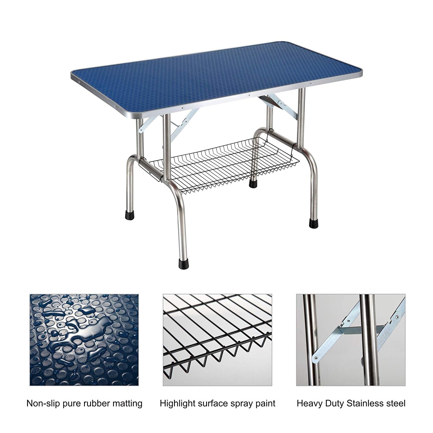 Grooming Table with Adjustable Arm and Clamps - Dog Cat  - (Size 46") - (Heavy Duty) - (Blue)