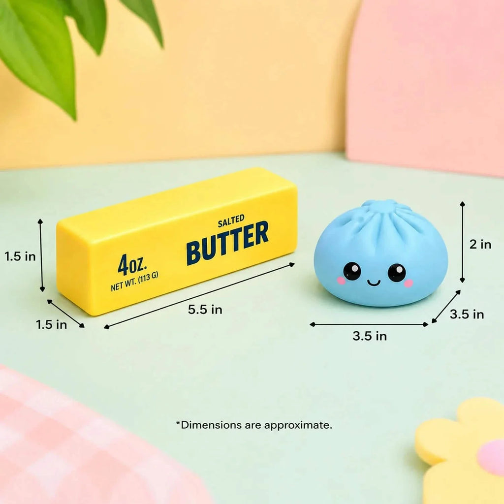 2-Pack: Adorable Squishy Dumpling & Butter Dog Toys