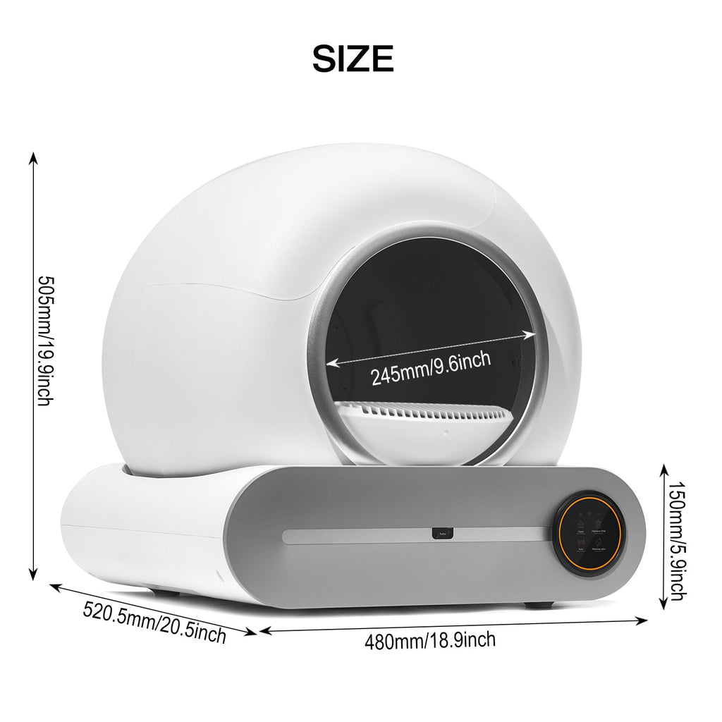 Automatic Self-Cleaning Odor Removal Litter Box - Cat - (White & Grey)