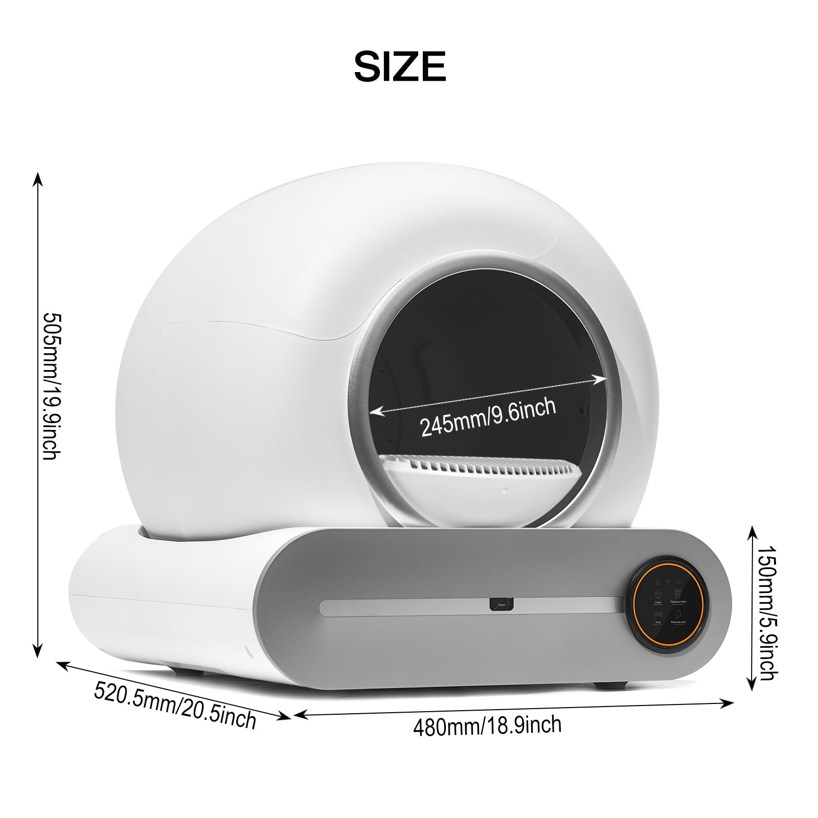 Automatic Self-Cleaning Odor Removal Litter Box - Cat - (White & Grey)