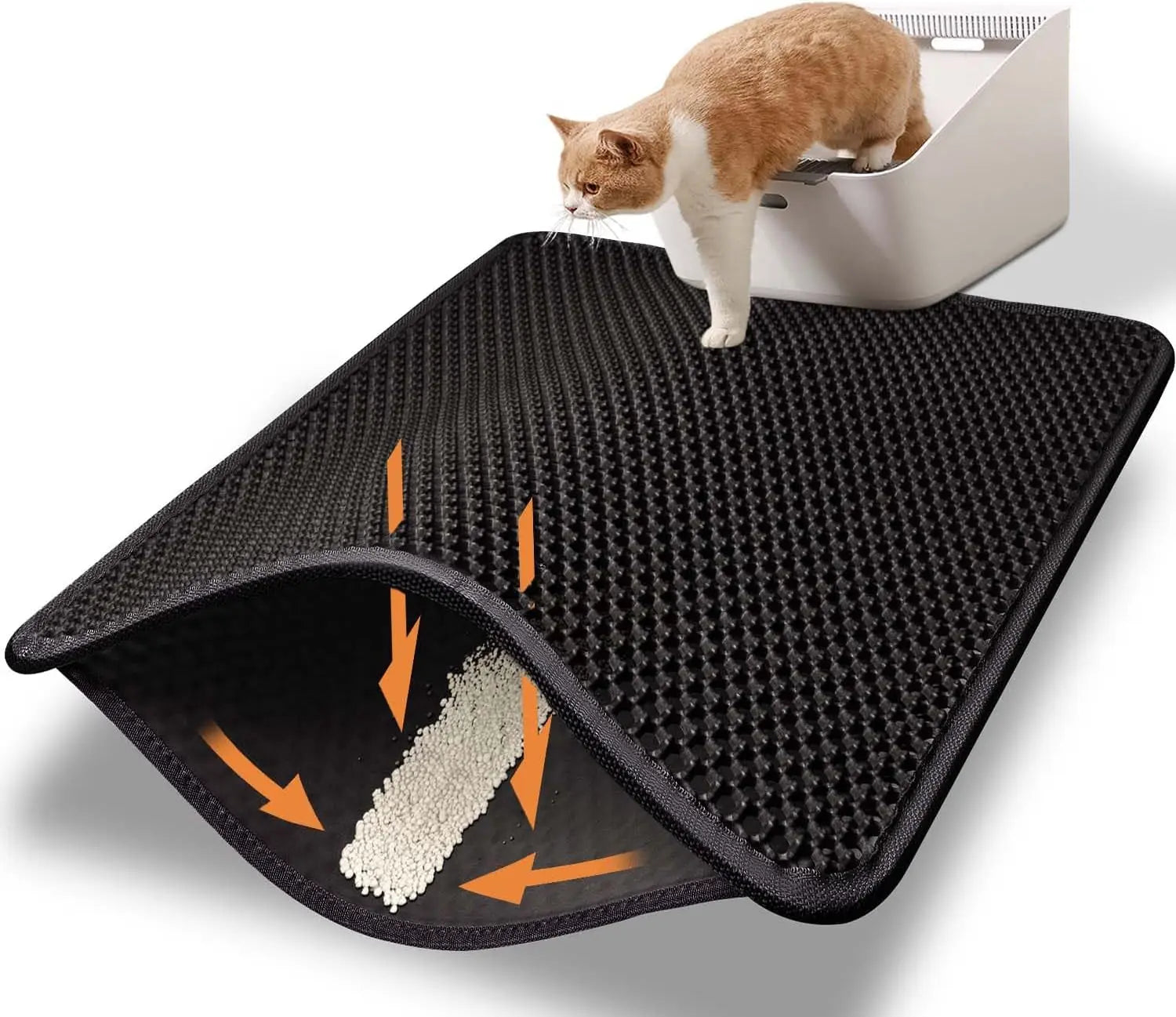 Premium Litter Mat - Cat - (XL) - (Washable) - (3 Sizes/Styles) - (Black, Grey) - (While Supplies Last)