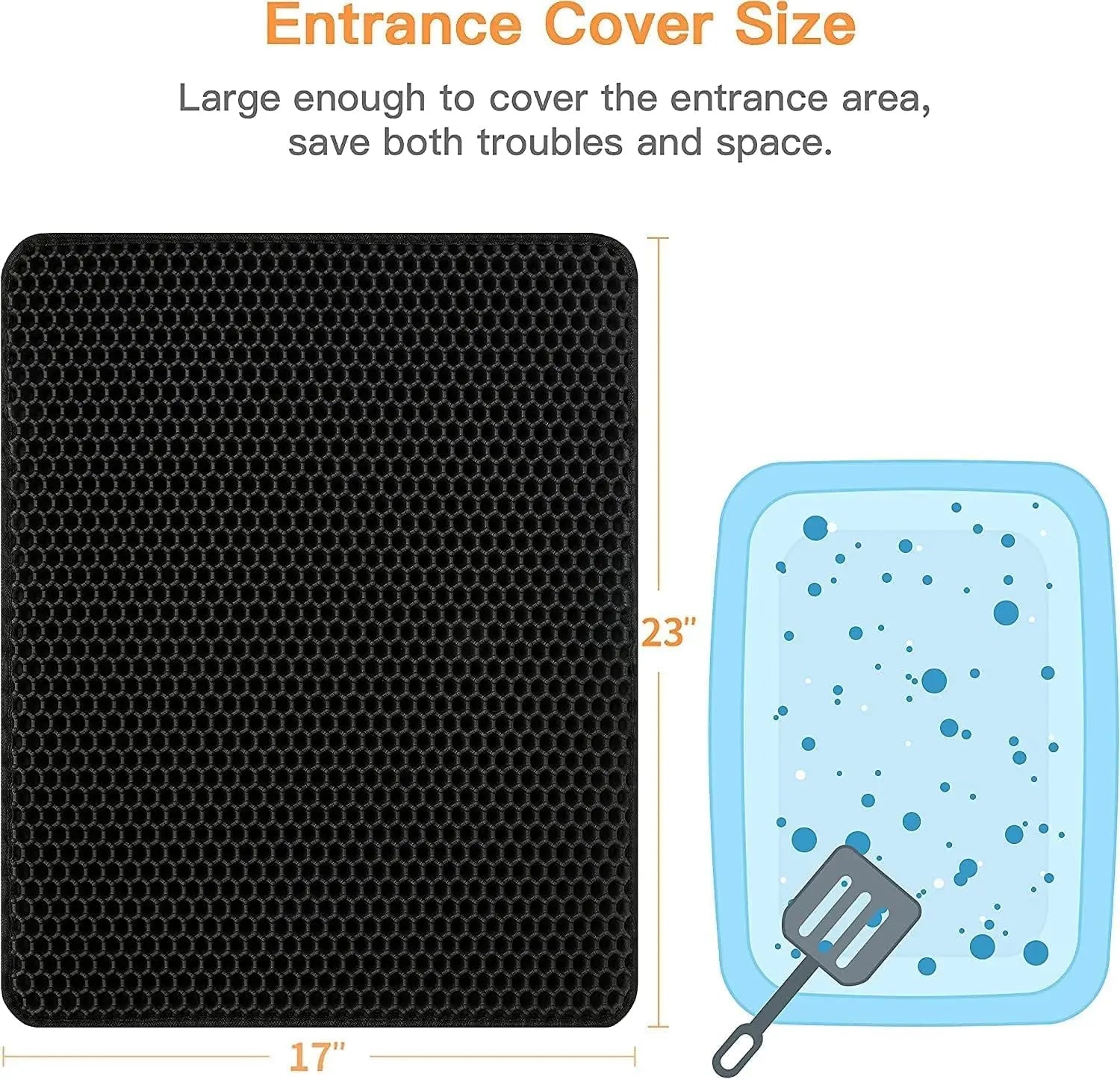Premium Litter Mat - Cat - (XL) - (Washable) - (3 Sizes/Styles) - (Black, Grey) - (While Supplies Last)