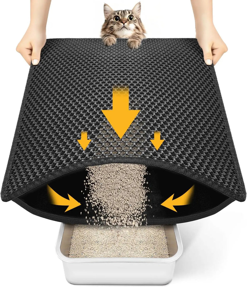 Premium Litter Mat - Cat - (XL) - (Washable) - (3 Sizes/Styles) - (Black, Grey) - (While Supplies Last)