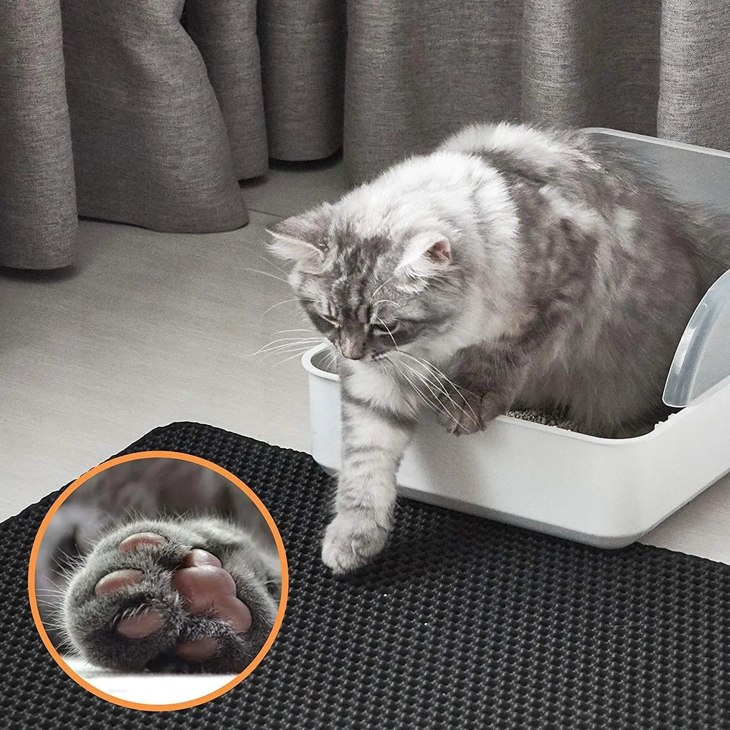 Premium Litter Mat - Cat - (XL) - (Washable) - (3 Sizes/Styles) - (Black, Grey) - (While Supplies Last)