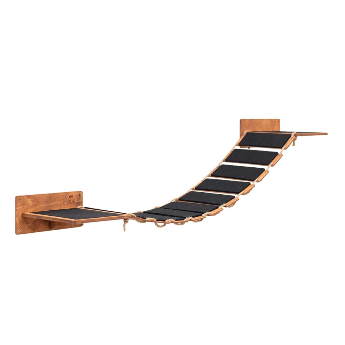 Oak Rope Bridge with 2 Felt Covered Stairs - Cat - (48.8" L)