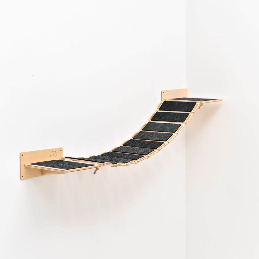 Wall Bridge and Felt Covered Stair   - Cat - (Wall Mounted) - (Wood) - (Beige) - (While Supplies Last)