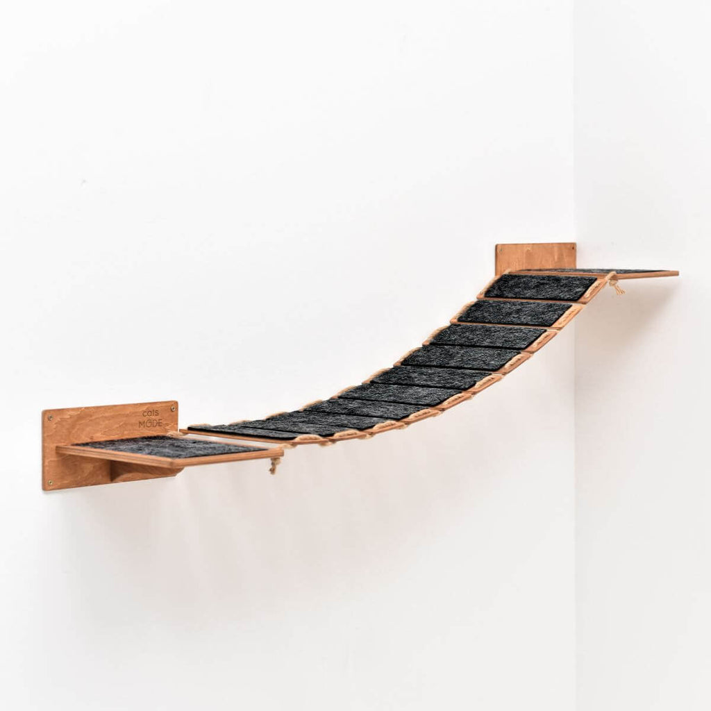 Oak Rope Bridge with 2 Felt Covered Stairs - Cat - (48.8" L)