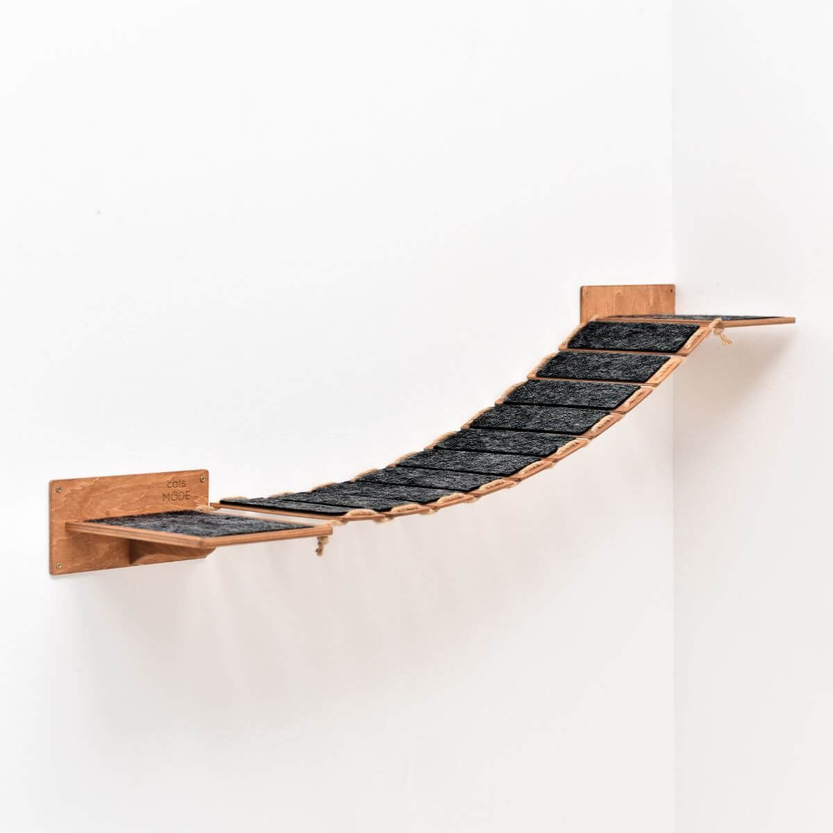 Oak Rope Bridge with 2 Felt Covered Stairs - Cat - (48.8" L)