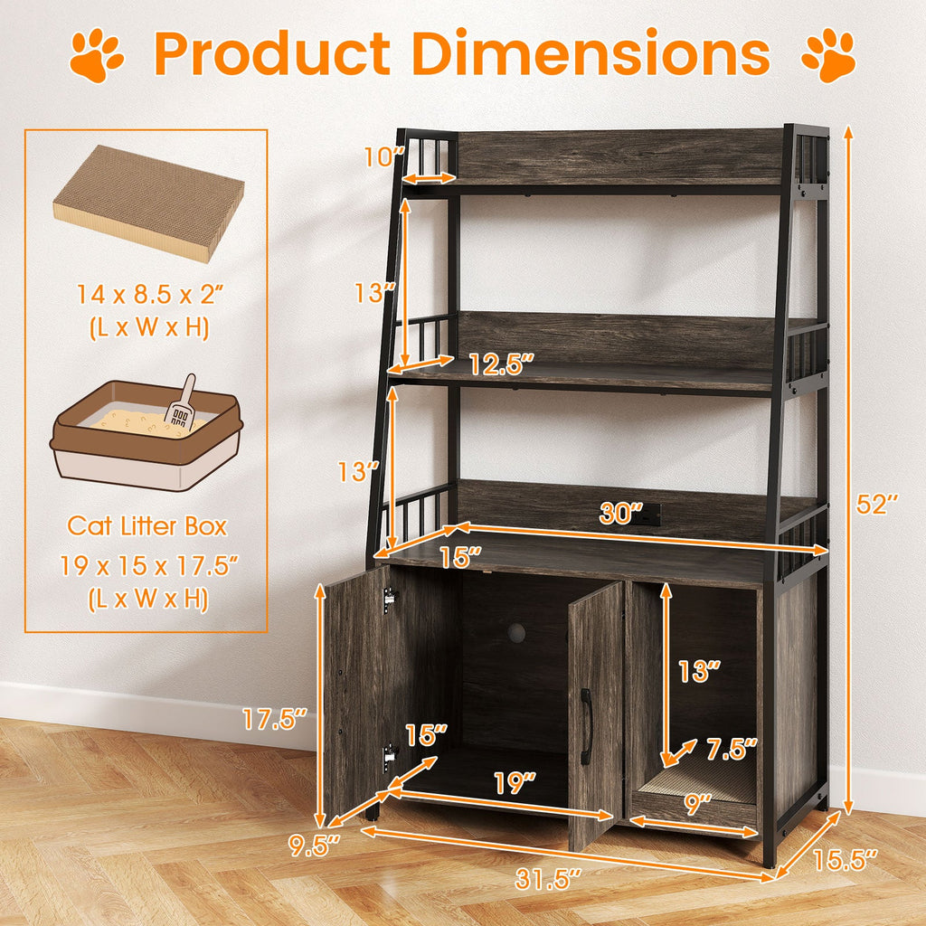 Litter Box Furniture Enclosure with Storage Shelves, or Cozy Condo with Scratching Pad - Cat - (3 Color Options)