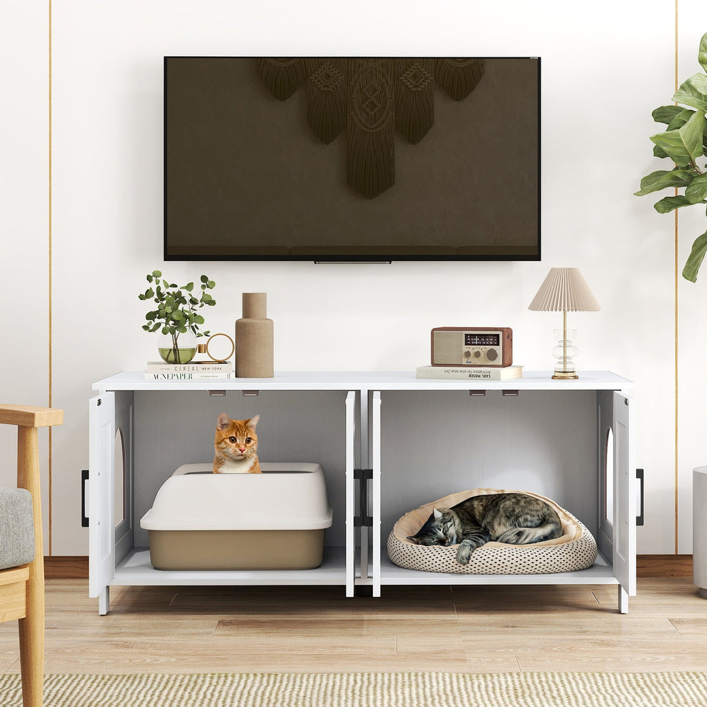 Cozy House within 2-Door Cabinet Enclosure, or Litter Box - 2 Cats - (White) - (Gbruno) - (While Supplies Last)