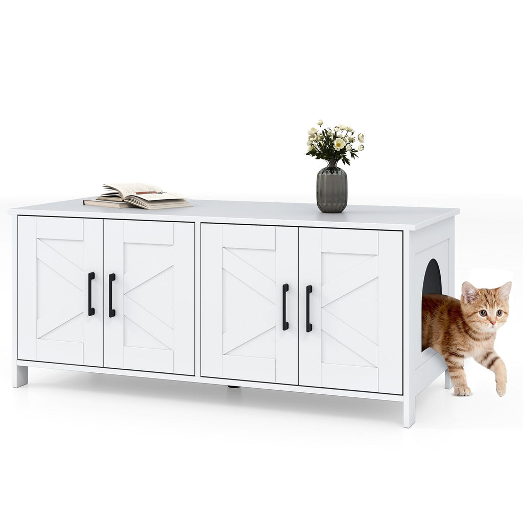Cozy House within 2-Door Cabinet Enclosure, or Litter Box - 2 Cats - (White) - (Gbruno) - (While Supplies Last)