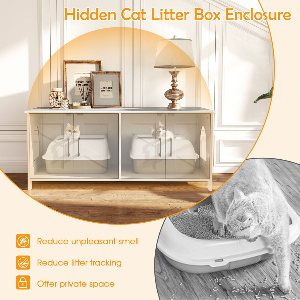 Cozy House within 2-Door Cabinet Enclosure, or Litter Box - 2 Cats - (White) - (Gbruno) - (While Supplies Last)