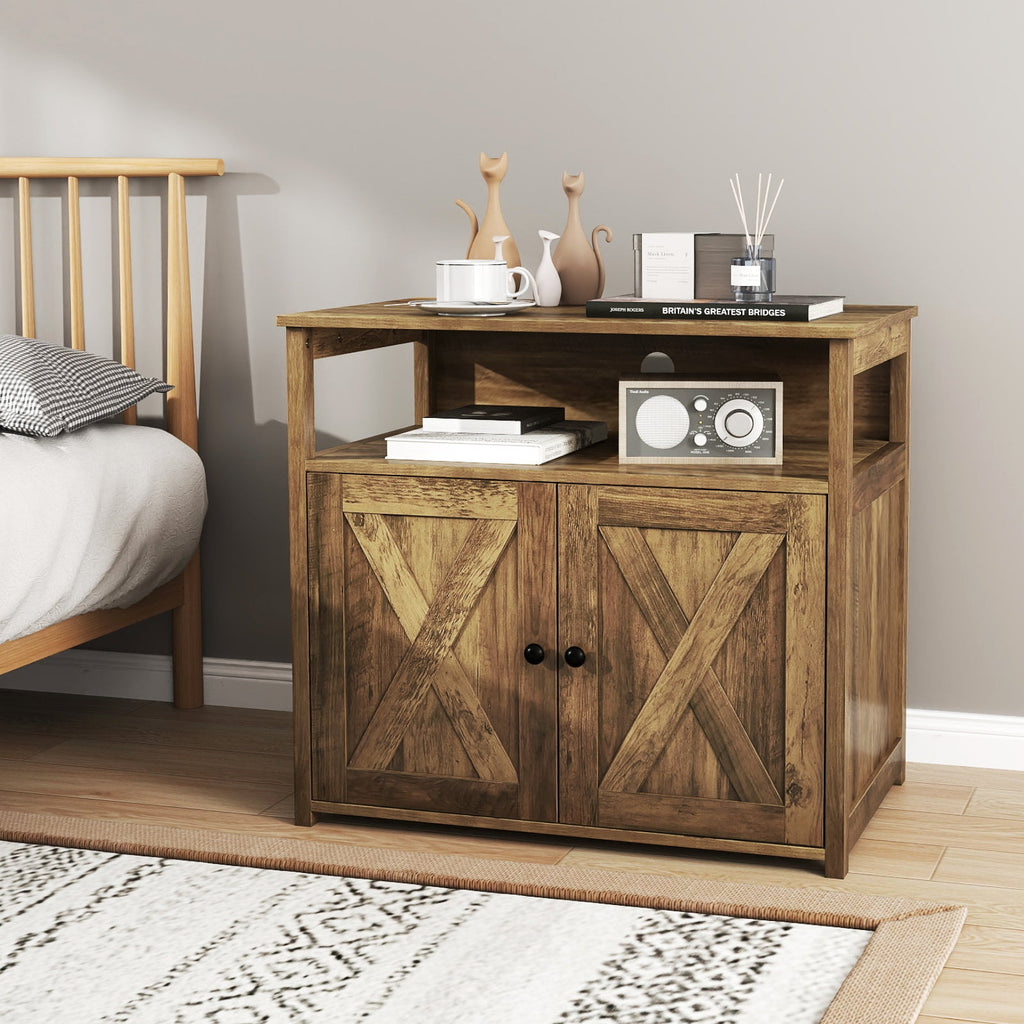 Litter Box Furniture Cabinet Enclosure with Barn Doors, or Cozy Condo with Side Entry - Cat - (Wood)