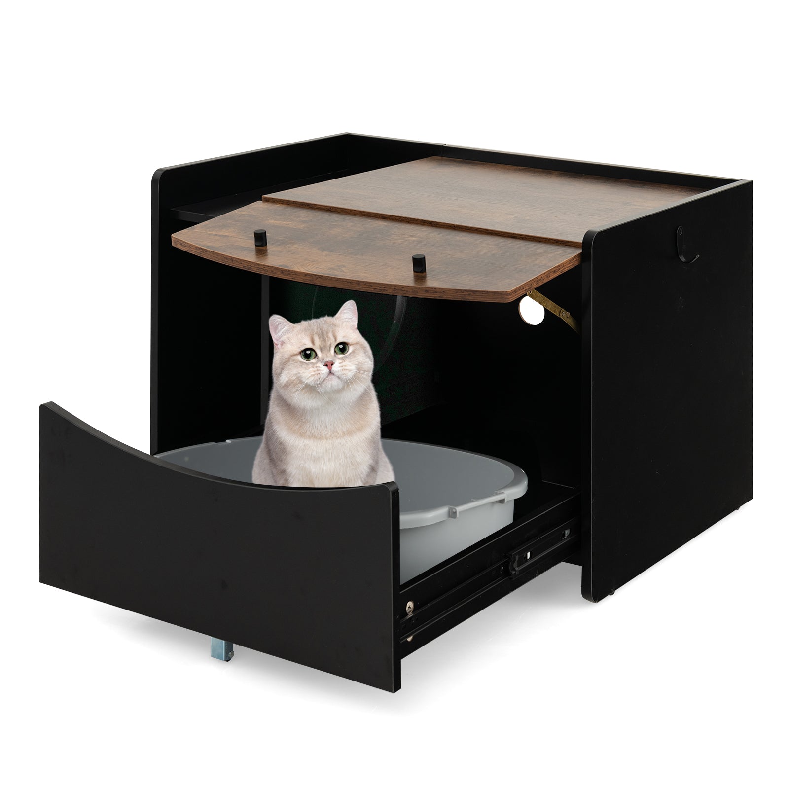Litter Box Furniture Enclosure with Pull-out Drawer, or Cozy Condo - Cat - (Black) - (While Supplies Last)