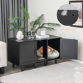 2-Door Litter Box Furniture Enclosure with Scratching Board, or Cozy Condo - Cat - Black