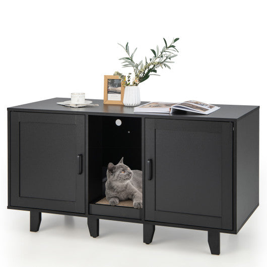 Litter Box TV Enclosure Cabinet with Scratching Board, or Cozy Condo - Cat - (Black)